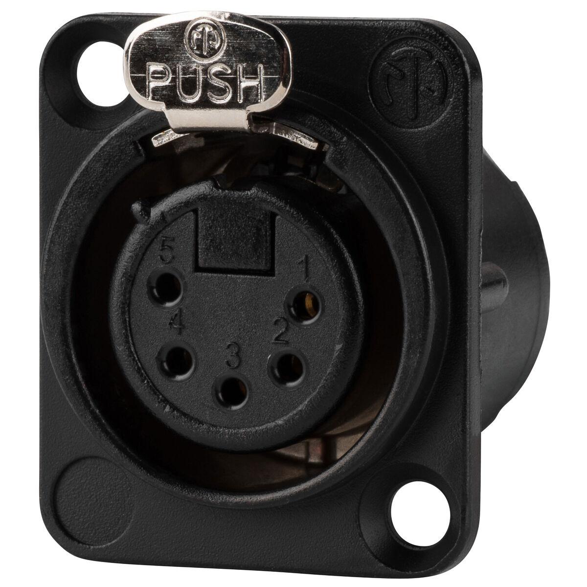 Neutrik NC5FD-LX-B 5 Pin XLR DMX Female Panel Mount D Series